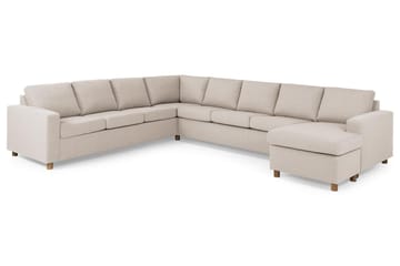 Crazy 7-seters Høyrevendt U-formet XX-Large Hjørnesofa med Divan i Stoff - Beige - Møbler - Sofaer - Hjørnesofaer - Hjørnesofa med divan