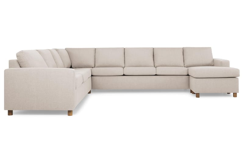 Crazy 7-seters Høyrevendt U-formet XX-Large Hjørnesofa med Divan i Stoff - Beige - Møbler - Sofaer - Hjørnesofaer - Hjørnesofa med divan