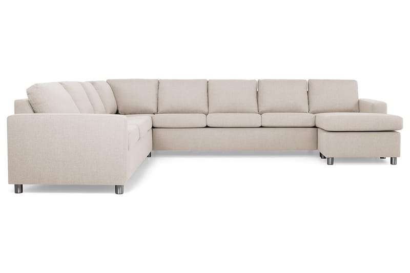 Crazy 7-seters Høyrevendt U-formet XX-Large Hjørnesofa med Divan i Stoff - Beige - Møbler - Sofaer - Hjørnesofaer - Hjørnesofa med divan
