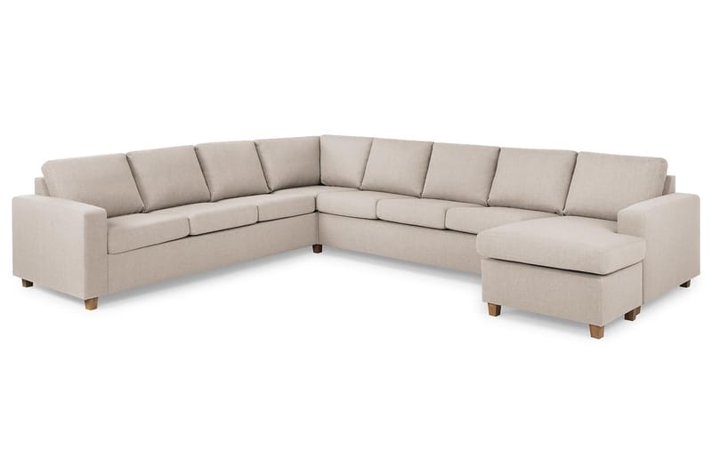 Crazy 7-seters Høyrevendt U-formet XX-Large Hjørnesofa med Divan i Stoff - Beige - Møbler - Sofaer - Hjørnesofaer - Hjørnesofa med divan