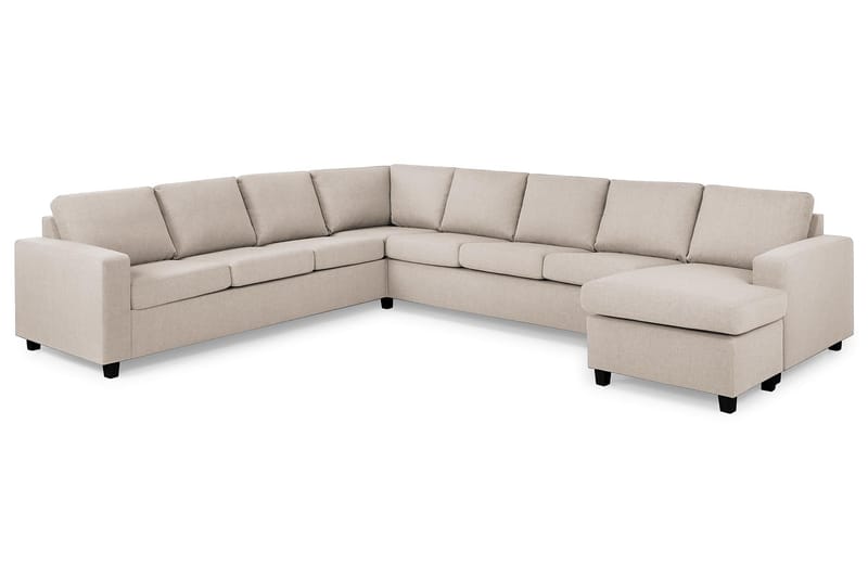 Crazy 7-seters Høyrevendt U-formet XX-Large Hjørnesofa med Divan i Stoff - Beige - Møbler - Sofaer - Hjørnesofaer - Hjørnesofa med divan