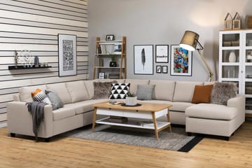 Crazy 7-seters Høyrevendt U-formet XX-Large Hjørnesofa med Divan i Stoff - Beige - Møbler - Sofaer - Hjørnesofaer - Hjørnesofa med divan