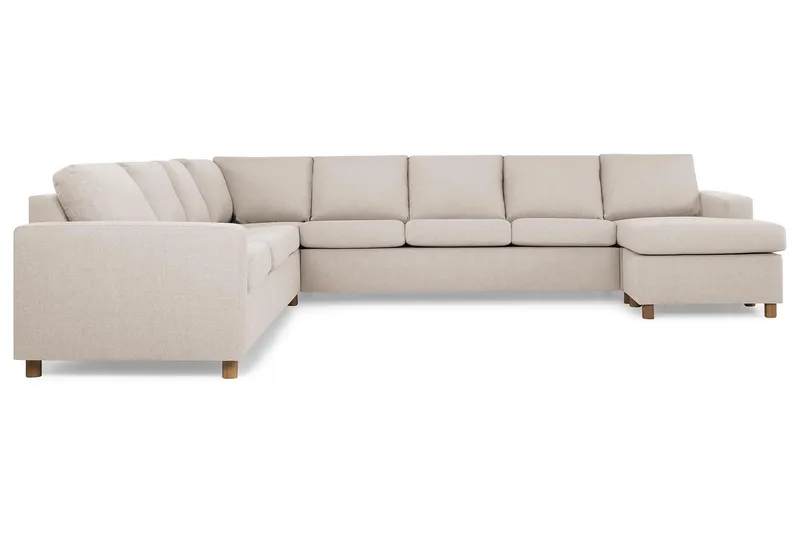 Crazy 7-seters Høyrevendt U-formet XX-Large Hjørnesofa med Divan i Stoff - Beige - Møbler - Sofaer - Hjørnesofaer - Hjørnesofa med divan