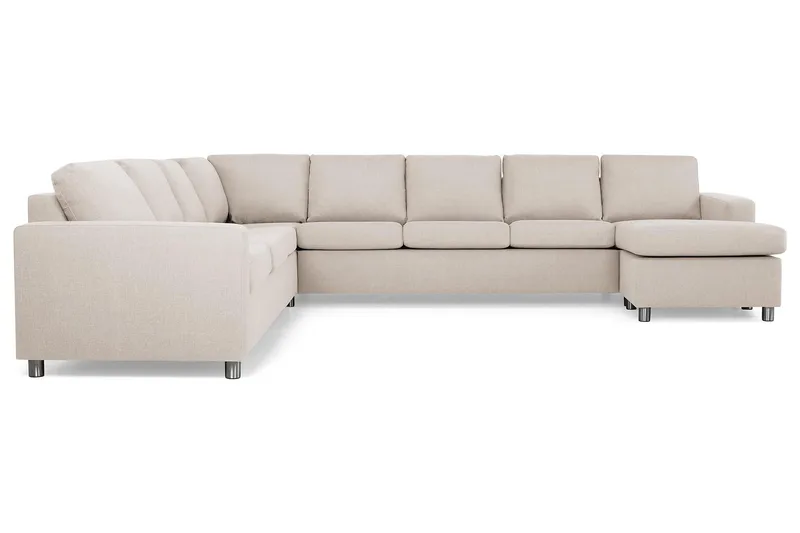 Crazy 7-seters Høyrevendt U-formet XX-Large Hjørnesofa med Divan i Stoff - Beige - Møbler - Sofaer - Hjørnesofaer - Hjørnesofa med divan