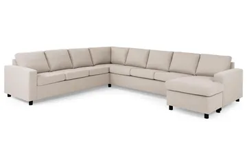 Crazy 7-seters Høyrevendt U-formet XX-Large Hjørnesofa med Divan i Stoff - Beige - Møbler - Sofaer - Hjørnesofaer - Hjørnesofa med divan