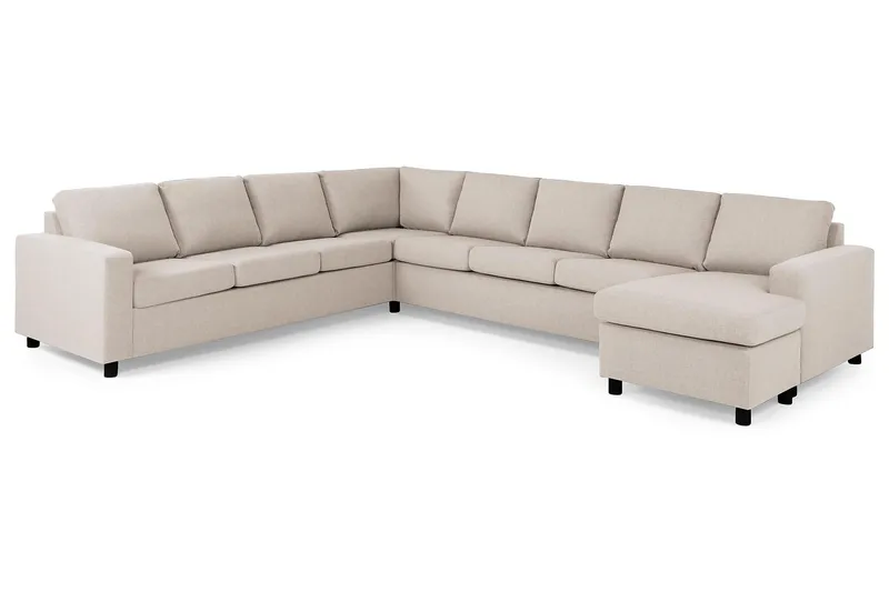 Crazy 7-seters Høyrevendt U-formet XX-Large Hjørnesofa med Divan i Stoff - Beige - Møbler - Sofaer - Hjørnesofaer - Hjørnesofa med divan