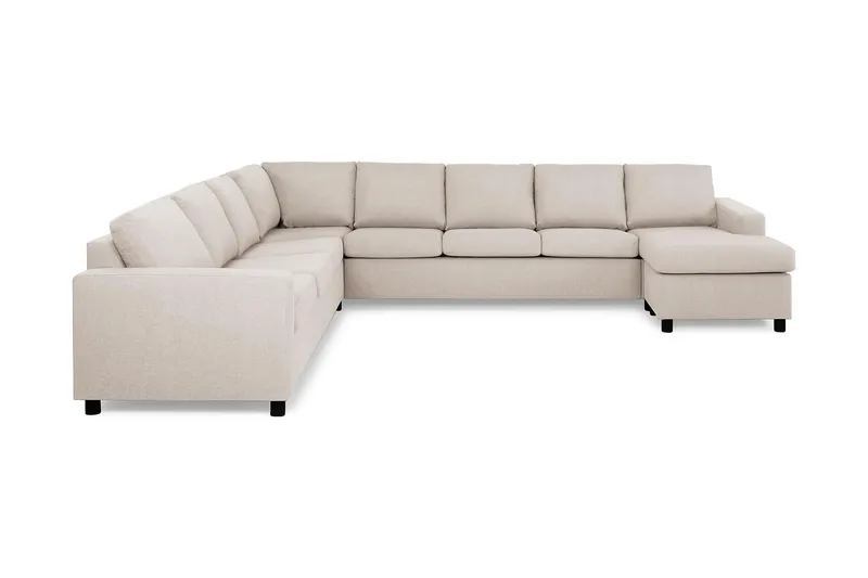 Crazy 7-seters Høyrevendt U-formet XX-Large Hjørnesofa med Divan i Stoff, Beige