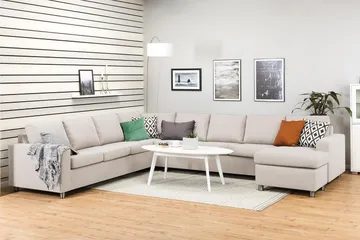 Crazy 7-seters Høyrevendt U-formet XX-Large Hjørnesofa med Divan i Stoff - Beige - Møbler - Sofaer - Hjørnesofaer - Hjørnesofa med divan