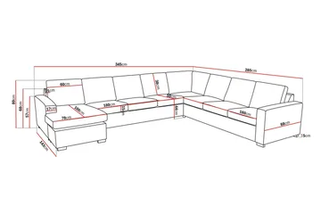 Crazy 7-seters Høyrevendt U-formet XX-Large Hjørnesofa med Divan i Stoff - Beige - Møbler - Sofaer - Hjørnesofaer - Hjørnesofa med divan