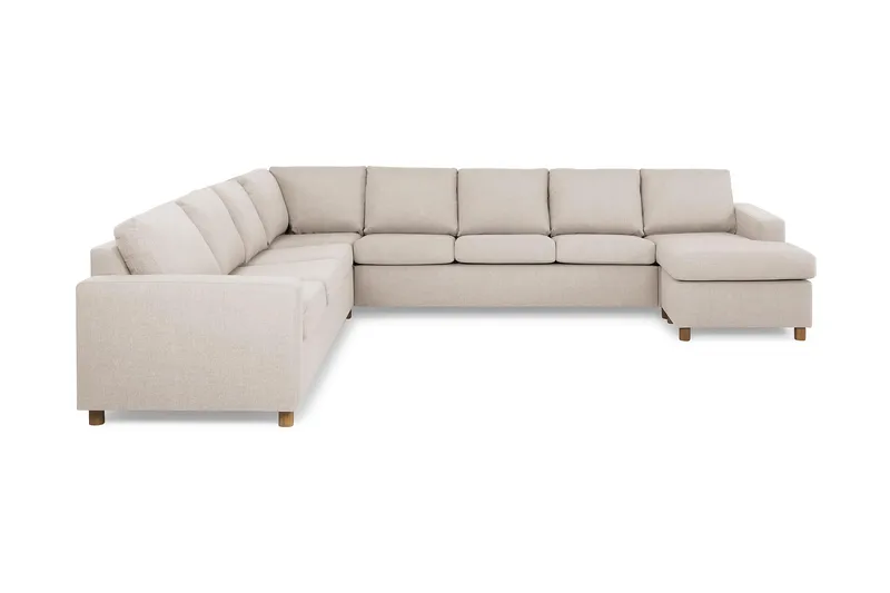 Crazy 7-seters Høyrevendt U-formet XX-Large Hjørnesofa med Divan i Stoff - Beige - Møbler - Sofaer - Hjørnesofaer - Hjørnesofa med divan