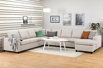 Crazy 7-seters Høyrevendt U-formet XX-Large Hjørnesofa med Divan i Stoff - Beige - Møbler - Sofaer - Hjørnesofaer - Hjørnesofa med divan
