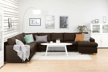 Crazy 7-seters Høyrevendt U-formet XX-Large Hjørnesofa med Divan i Stoff - Brun - Møbler - Sofaer - Hjørnesofaer - Hjørnesofa med divan