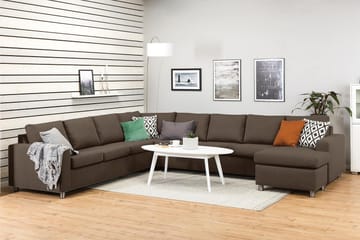 Crazy 7-seters Høyrevendt U-formet XX-Large Hjørnesofa med Divan i Stoff - Brun - Møbler - Sofaer - Hjørnesofaer - Hjørnesofa med divan