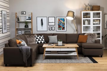 Crazy 7-seters Høyrevendt U-formet XX-Large Hjørnesofa med Divan i Stoff - Brun - Møbler - Sofaer - Hjørnesofaer - Hjørnesofa med divan