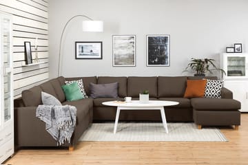 Crazy 7-seters Høyrevendt U-formet XX-Large Hjørnesofa med Divan i Stoff - Brun - Møbler - Sofaer - Hjørnesofaer - Hjørnesofa med divan