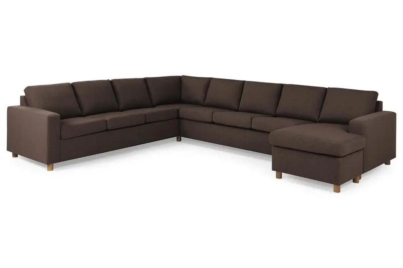 Crazy 7-seters Høyrevendt U-formet XX-Large Hjørnesofa med Divan i Stoff - Brun - Møbler - Sofaer - Hjørnesofaer - Hjørnesofa med divan