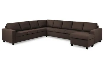 Crazy 7-seters Høyrevendt U-formet XX-Large Hjørnesofa med Divan i Stoff - Brun - Møbler - Sofaer - Hjørnesofaer - Hjørnesofa med divan