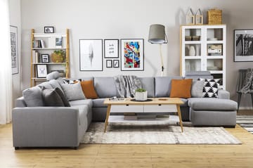 Crazy 7-seters Høyrevendt U-formet XX-Large Hjørnesofa med Divan i Stoff - Grå - Møbler - Sofaer - Hjørnesofaer - Hjørnesofa med divan