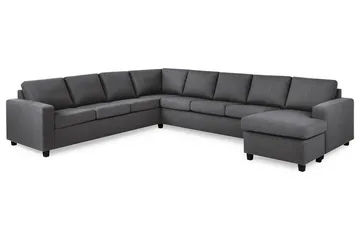 Crazy 7-seters Høyrevendt U-formet XX-Large Hjørnesofa med Divan i Stoff - Mørk grå - Møbler - Sofaer - Hjørnesofaer - Hjørnesofa med divan