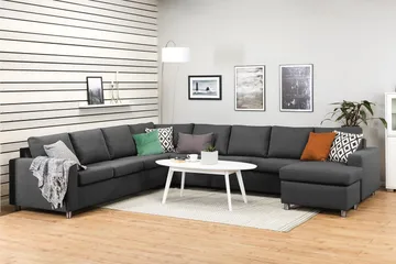 Crazy 7-seters Høyrevendt U-formet XX-Large Hjørnesofa med Divan i Stoff - Mørk grå - Møbler - Sofaer - Hjørnesofaer - Hjørnesofa med divan