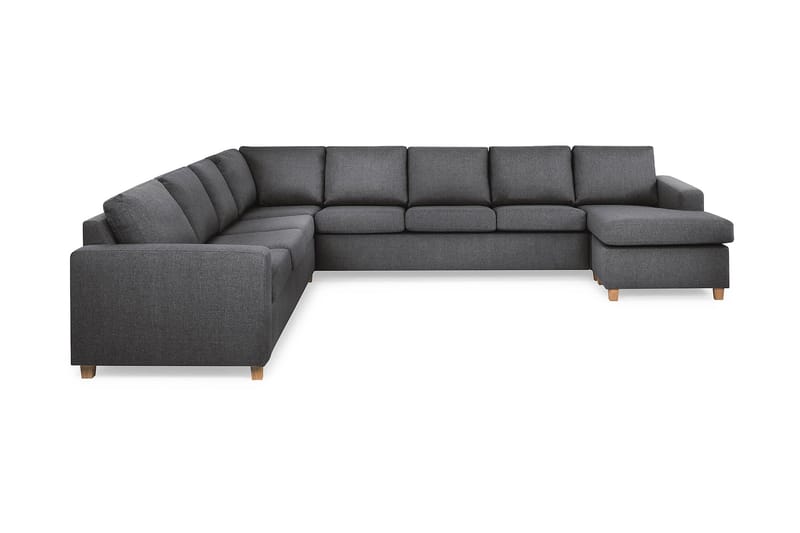 Crazy 7-seters Høyrevendt U-formet XX-Large Hjørnesofa med Divan i Stoff, Mørk grå