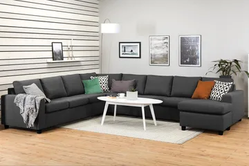 Crazy 7-seters Høyrevendt U-formet XX-Large Hjørnesofa med Divan i Stoff - Mørk grå - Møbler - Sofaer - Hjørnesofaer - Hjørnesofa med divan