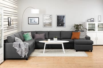 Crazy 7-seters Høyrevendt U-formet XX-Large Hjørnesofa med Divan i Stoff - Mørk grå - Møbler - Sofaer - Hjørnesofaer - Hjørnesofa med divan