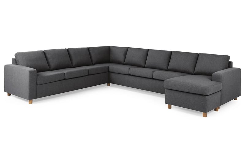 Crazy 7-seters Høyrevendt U-formet XX-Large Hjørnesofa med Divan i Stoff - Mørk grå - Møbler - Sofaer - Hjørnesofaer - Hjørnesofa med divan