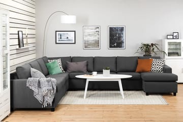 Crazy 7-seters Høyrevendt U-formet XX-Large Hjørnesofa med Divan i Stoff - Mørk grå - Møbler - Sofaer - Hjørnesofaer - Hjørnesofa med divan