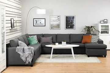 Crazy 7-seters Høyrevendt U-formet XX-Large Hjørnesofa med Divan i Stoff - Mørk grå - Møbler - Sofaer - Hjørnesofaer - Hjørnesofa med divan