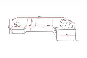Crazy 7-seters Høyrevendt U-formet XX-Large Hjørnesofa med Divan i Stoff - Mørk grå - Møbler - Sofaer - Hjørnesofaer - Hjørnesofa med divan