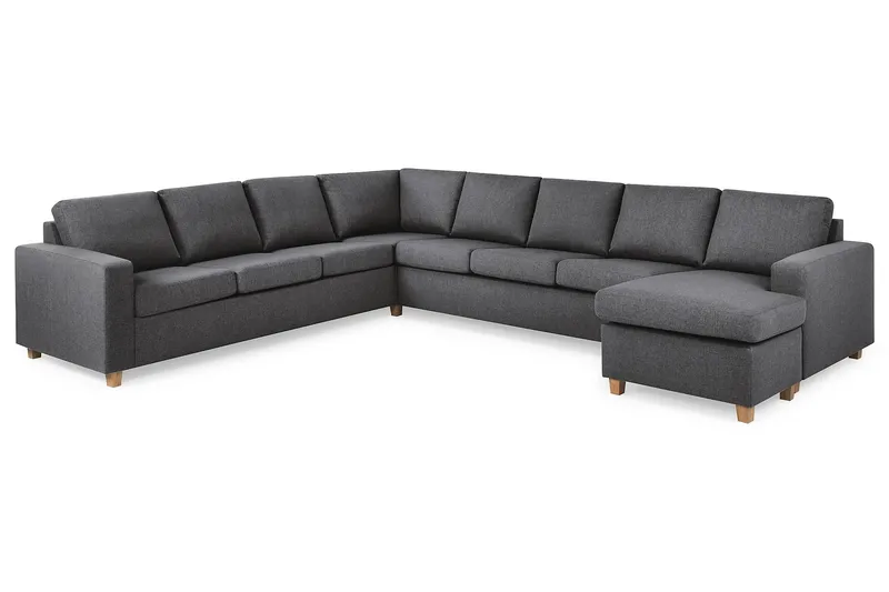 Crazy 7-seters Høyrevendt U-formet XX-Large Hjørnesofa med Divan i Stoff - Mørk grå - Møbler - Sofaer - Hjørnesofaer - Hjørnesofa med divan