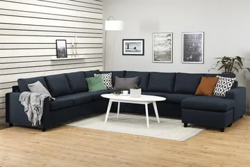 Crazy 7-seters Høyrevendt U-formet XX-Large Hjørnesofa med Divan i Stoff - Mørkeblå - Møbler - Sofaer - Hjørnesofaer - Hjørnesofa med divan