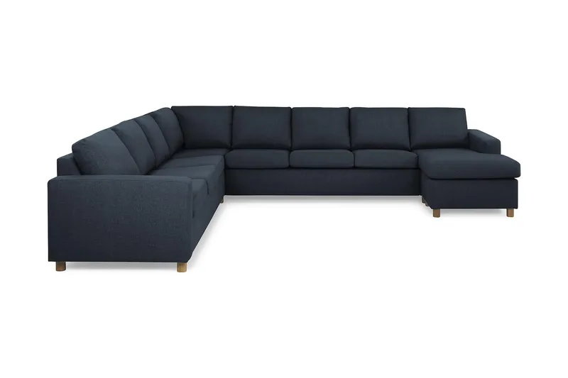 Crazy 7-seters Høyrevendt U-formet XX-Large Hjørnesofa med Divan i Stoff, Mørkeblå