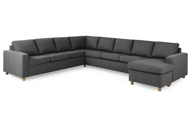Crazy 7-seters Høyrevendt U-formet XX-Large Hjørnesofa med Divan i Stoff - Mørkegrå - Møbler - Sofaer - Hjørnesofaer - Hjørnesofa med divan