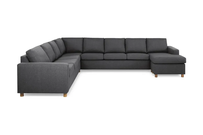 Crazy 7-seters Høyrevendt U-formet XX-Large Hjørnesofa med Divan i Stoff, Mørkegrå