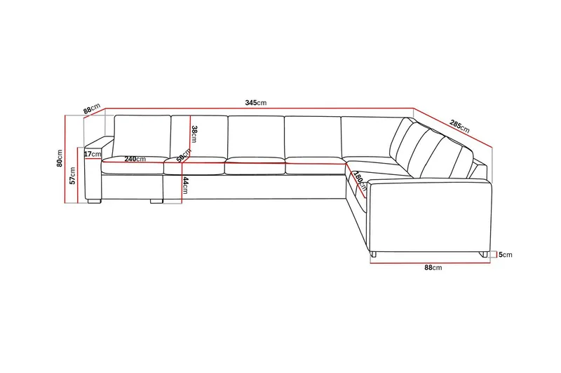 Crazy 7-seters Vendbar L-formet XX-Large Hjørnesofa i Kunstlær - Svart - Møbler - Sofaer - Skinnsofaer