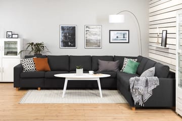 Crazy 7-seters Vendbar L-formet XX-Large Hjørnesofa i Stoff - Antrasitt - Møbler - Sofaer - Hjørnesofaer