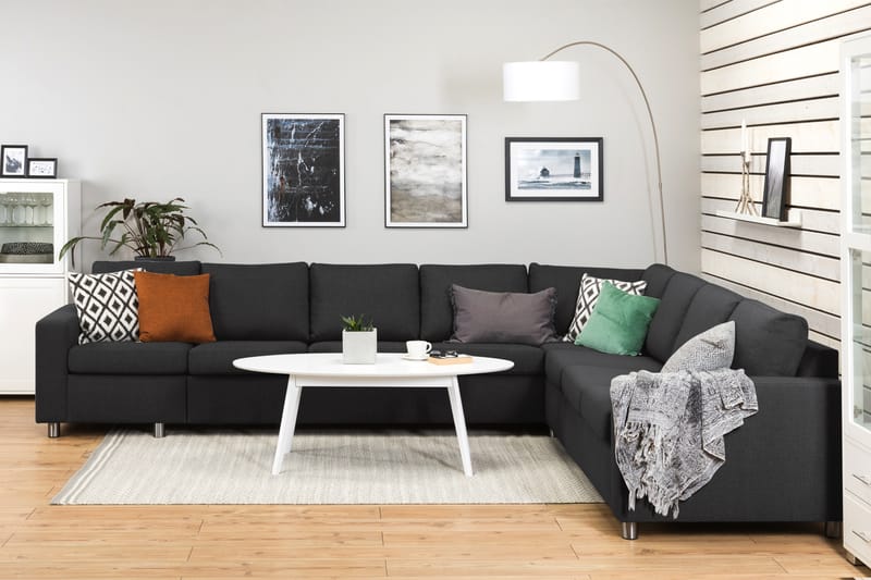 Crazy 7-seters Vendbar L-formet XX-Large Hjørnesofa i Stoff - Antrasitt - Møbler - Sofaer - Hjørnesofaer