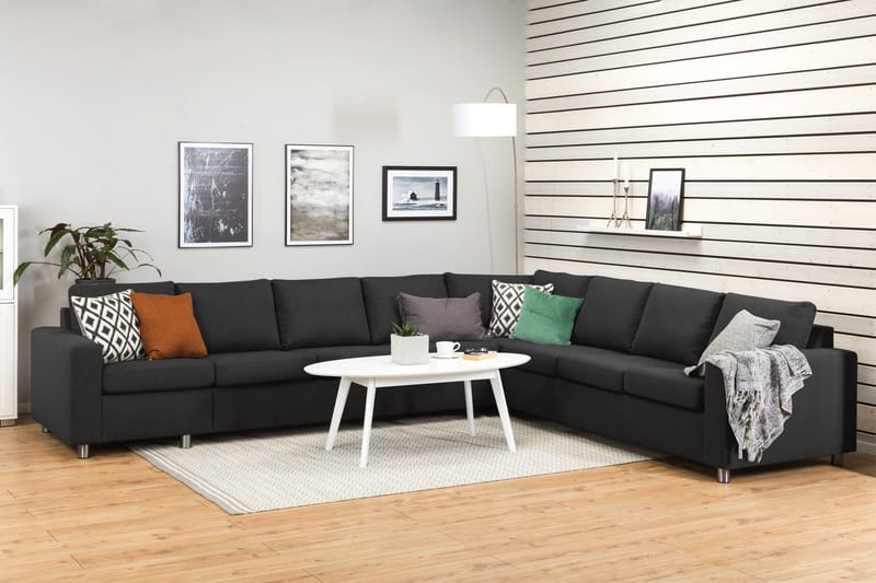 Crazy 7-seters Vendbar L-formet XX-Large Hjørnesofa i Stoff - Antrasitt - Møbler - Sofaer - Hjørnesofaer