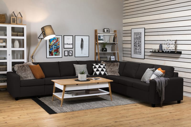 Crazy 7-seters Vendbar L-formet XX-Large Hjørnesofa i Stoff - Antrasitt - Møbler - Sofaer - Hjørnesofaer