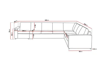 Crazy 7-seters Vendbar L-formet XX-Large Hjørnesofa i Stoff - Antrasitt - Møbler - Sofaer - Hjørnesofaer