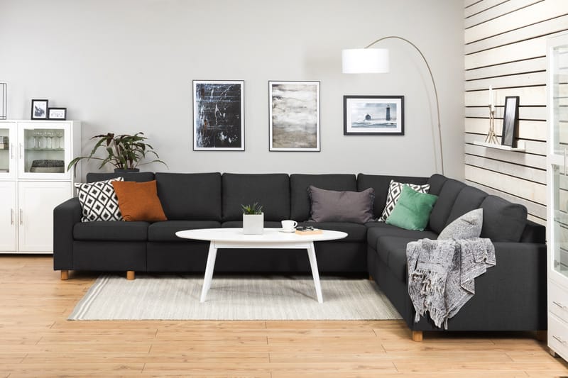 Crazy 7-seters Vendbar L-formet XX-Large Hjørnesofa i Stoff - Antrasitt - Møbler - Sofaer - Hjørnesofaer