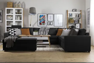 Crazy 7-seters Vendbar L-formet XX-Large Hjørnesofa i Stoff - Antrasitt - Møbler - Sofaer - Hjørnesofaer