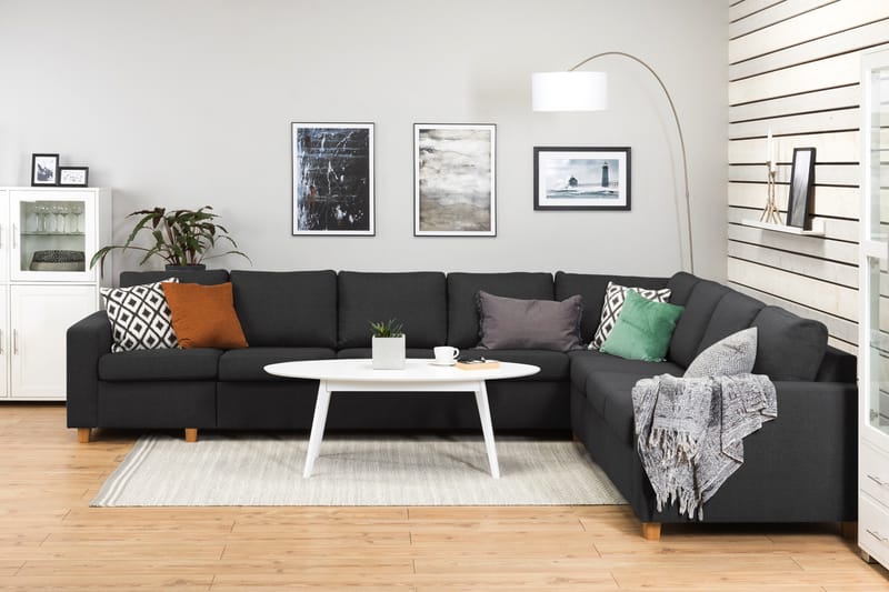 Crazy 7-seters Vendbar L-formet XX-Large Hjørnesofa i Stoff - Antrasitt - Møbler - Sofaer - Hjørnesofaer