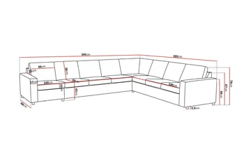 Crazy 7-seters Vendbar L-formet XX-Large Hjørnesofa i Stoff - Antrasitt - Møbler - Sofaer - Hjørnesofaer