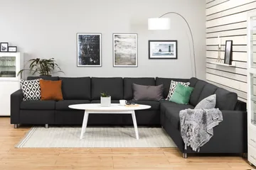 Crazy 7-seters Vendbar L-formet XX-Large Hjørnesofa i Stoff - Antrasitt - Møbler - Sofaer - Hjørnesofaer