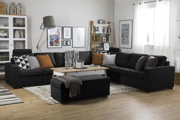 Crazy 7-seters Vendbar L-formet XX-Large Hjørnesofa i Stoff - Antrasitt - Møbler - Sofaer - Hjørnesofaer