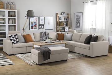 Crazy 7-seters Vendbar L-formet XX-Large Hjørnesofa i Stoff - Beige - Møbler - Sofaer - Hjørnesofaer