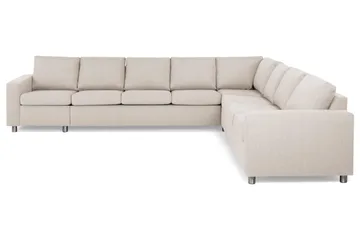Crazy 7-seters Vendbar L-formet XX-Large Hjørnesofa i Stoff - Beige - Møbler - Sofaer - Hjørnesofaer